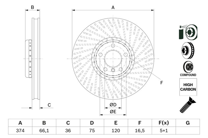 34106898732BO 0 986 479 E63 Brake Disc